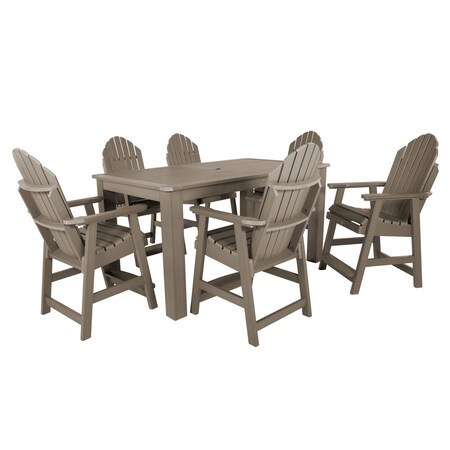 Highwood Usa Hamilton 7pc Rectangular Counter Height Outdoor Patio Furniture Dining Set 72 x 42 AD-ST7HM2CO4BA-WBR